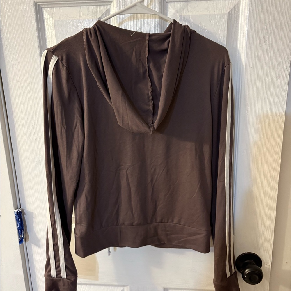 Goodfellow & Co Women's Chocolate Hoodie with Ivory Stripes